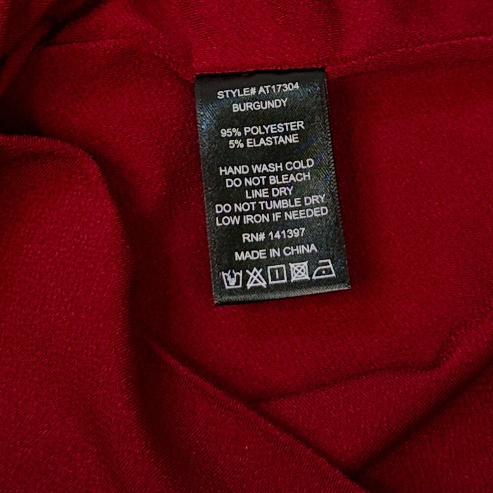ASTR the Label Shawl Collar Wrap Burgundy Blouse Size X-Small - Picture 4 of 9
